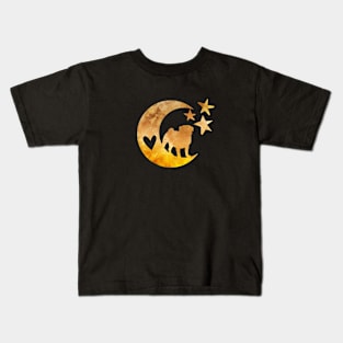 Pug on a half moon with stars Kids T-Shirt